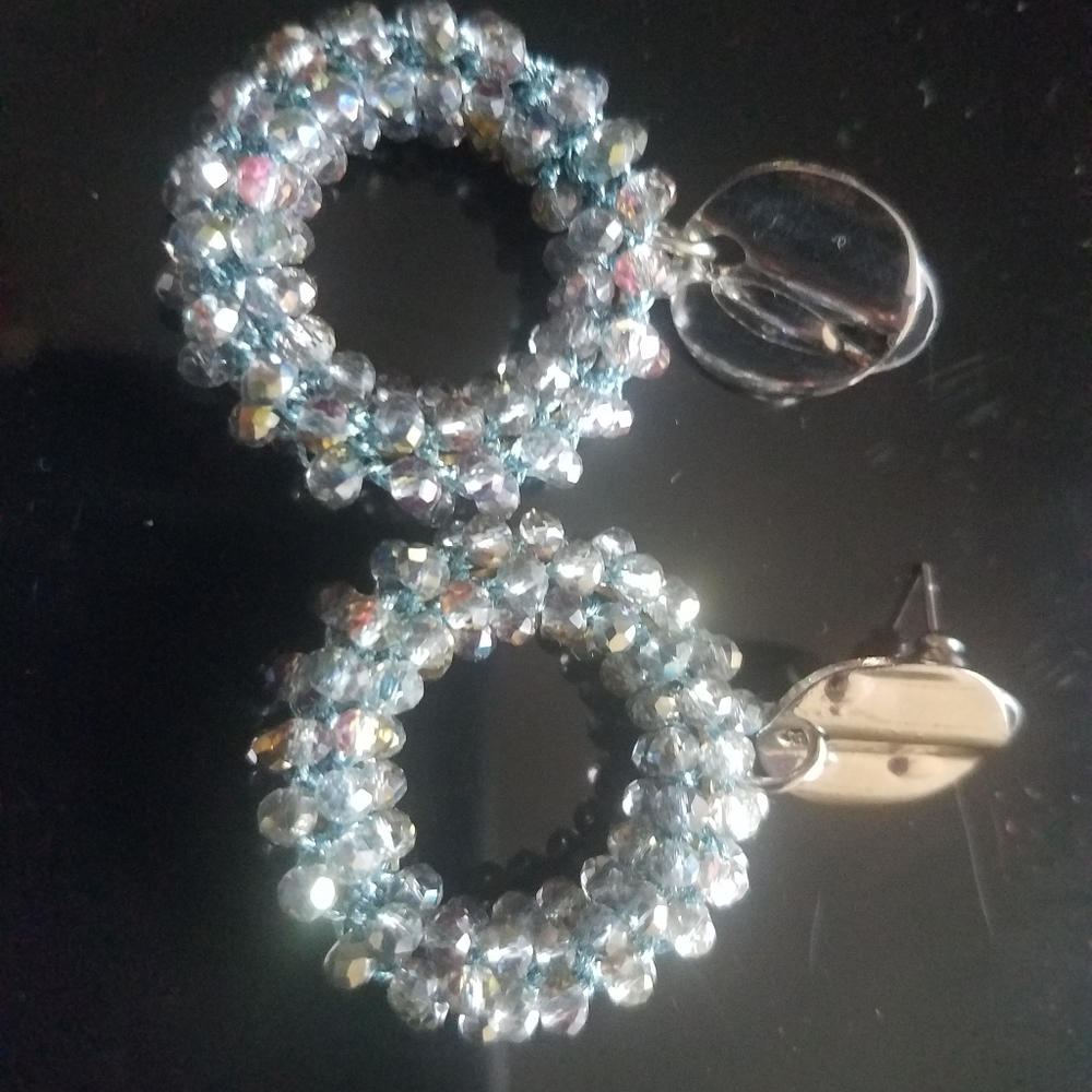 Sassy Jones Beaded Loop Earrings in Blue NEW